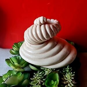 Vintage 1981 Cornucopia Studio Pottery Cream Ceramic Spiral Candle Holder